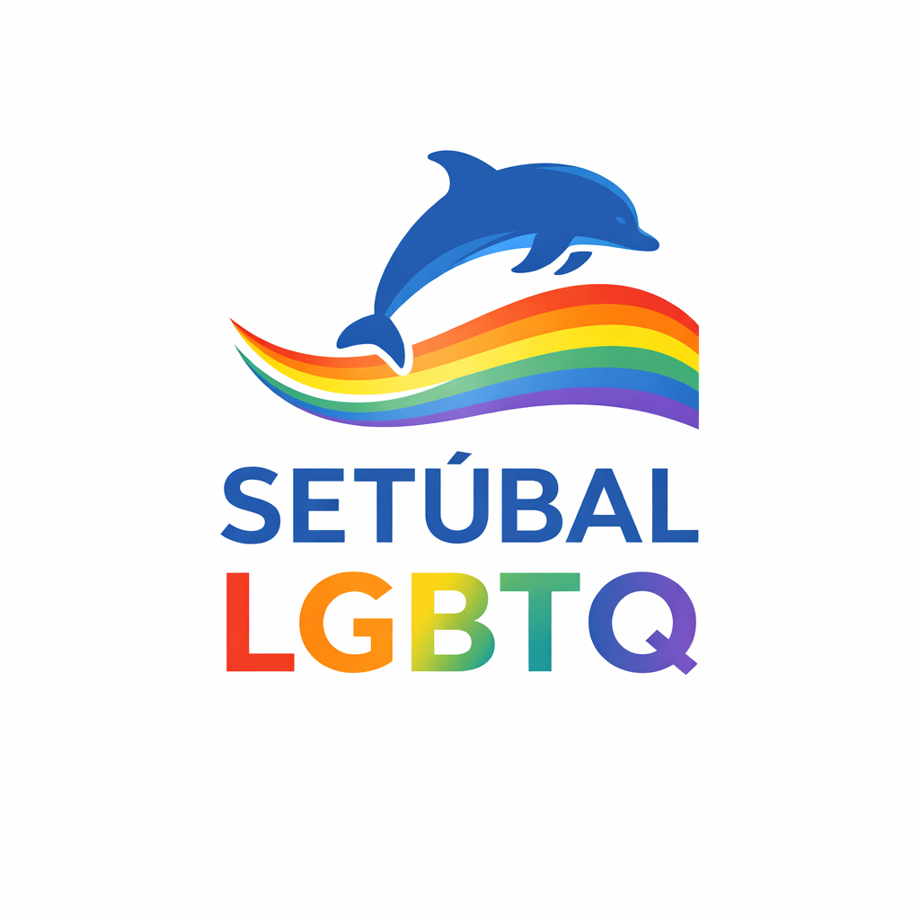 Setúbal LGBTQ dolphin and rainbow logo
